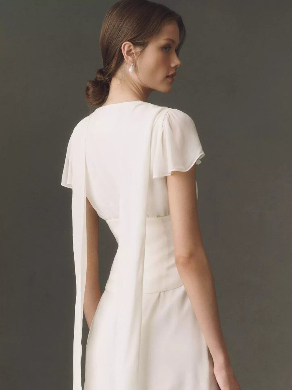 BHLDN Corset-Waist Tie-Neck Mini Dress - White